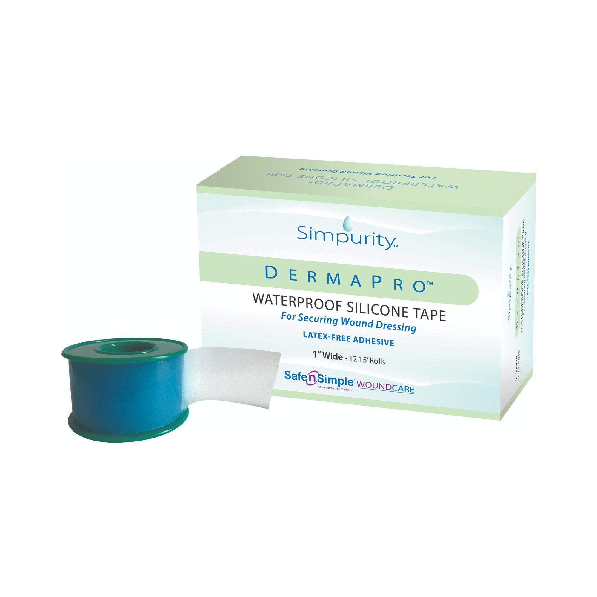 DermaPro Silicone Medical Tape, 1 Inch x 5 Yard, Transparent-Waterproof Medical Tape DermaPro White 1 Inch X 5 Yard Silicone NonSterile