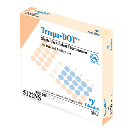 TempaDOT Disposable Oral Thermometer-Disposable Oral Thermometer TempaDOT 99 to 104 F Color Dots Display
