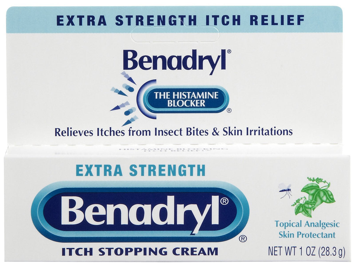 Benadryl Itch Stopping Cream Original Strength-Itch Relief Benadryl Original Strength 1% - 0.1% Strength Cream 1 oz. Tube