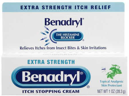 Benadryl Itch Stopping Cream Original Strength-Itch Relief Benadryl Original Strength 1% - 0.1% Strength Cream 1 oz. Tube