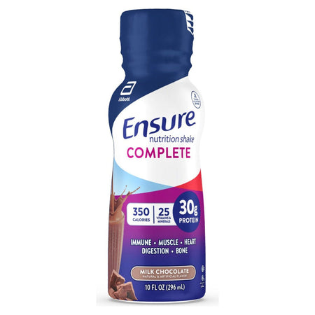 Ensure Complete Nutrition Shake, Chocolate, 10-ounce bottle-Oral Supplement Ensure Complete Milk Chocolate Flavor Liquid 10 oz. Bottle