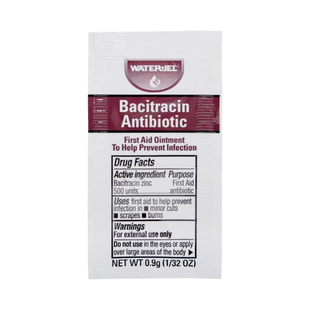 Water Jel Bacitracin Zinc First Aid Antibiotic-First Aid Antibiotic Water Jel Ointment 0.9 Gram Individual Packet