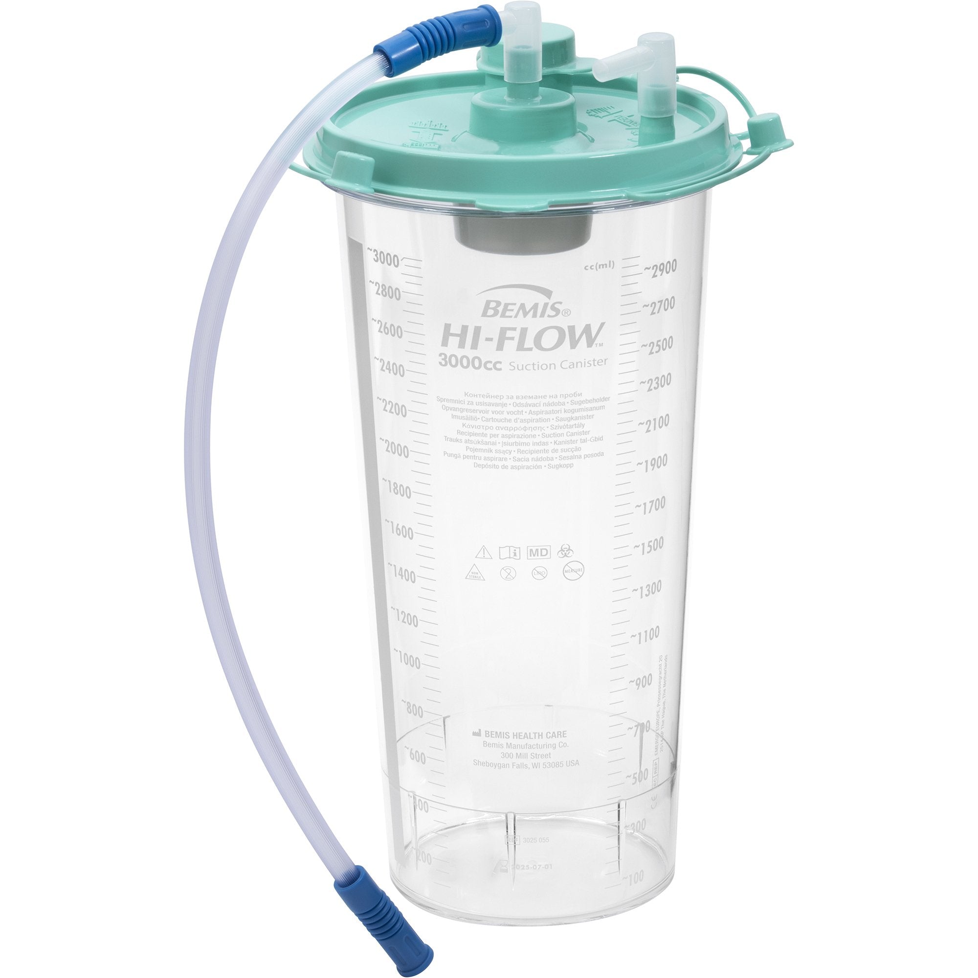 Hi-Flow� Rigid Suction Canister for use with Bemis Quick-Drain� Systems, 3,000 mL-Rigid Suction Canister Hi-Flow� 3000 mL Sealing Lid