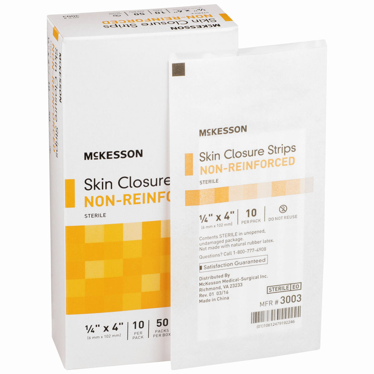McKesson Nonreinforced Skin Closure Strip, 1/4 x 4 in. - Wound Closure>Skin Closure Strips - McKesson Brand