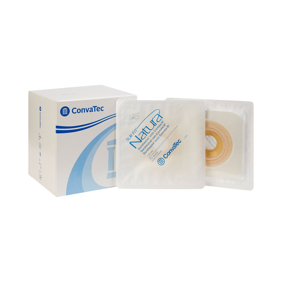 Sur-Fit Natura Colostomy Barrier With 1-Inch Stoma Opening-"Ostomy Barrier Sur-Fit Natura Precut, Extended Wear Durahesive Adhesive 45 mm Flange Sur-Fit Natura System Hydrocolloid 1 Inch Opening 4-1/2 X 4-1/2 Inch"