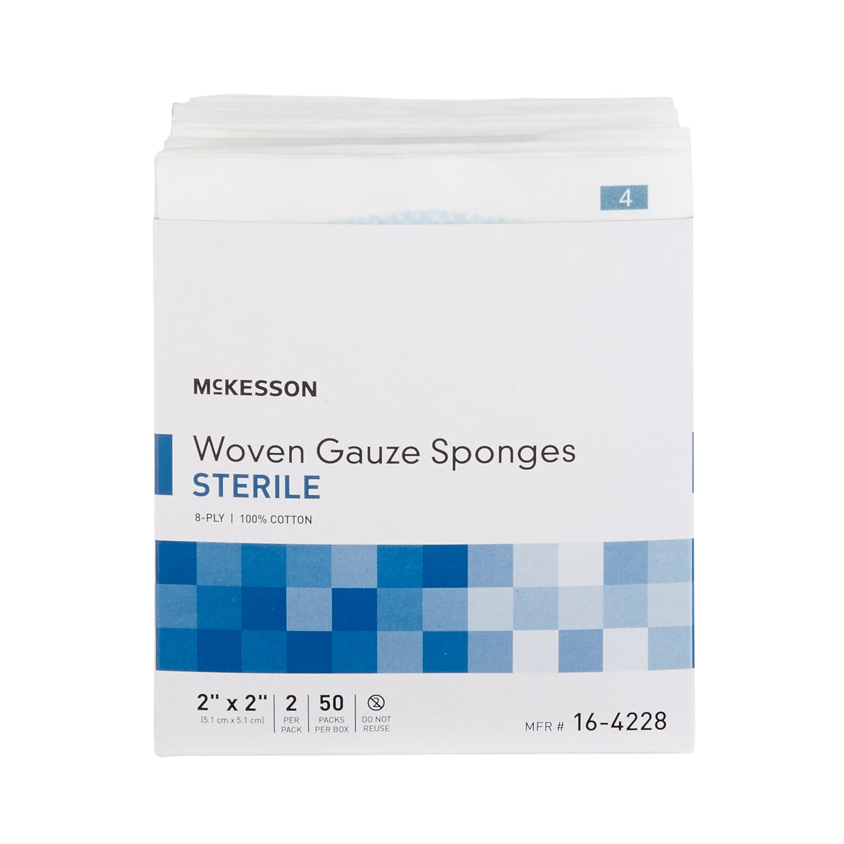 McKesson Sterile Gauze Sponge, 2 x 2 Inch, 8-Ply-Gauze Sponge McKesson 2 X 2 Inch 8-Ply Sterile 2 per Pack