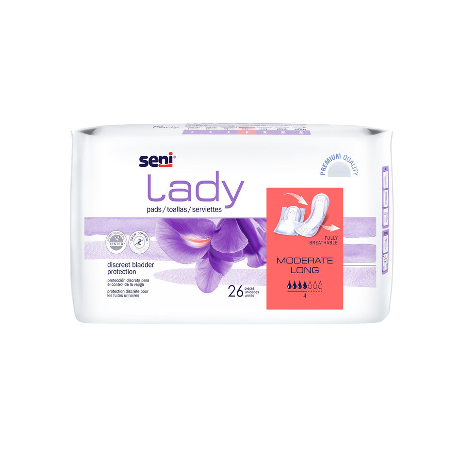 Seni® Lady Moderate Absorbency Bladder Control Pads, Long - Incontinence>Incontinence Liners and Pads - TZMO USA Inc