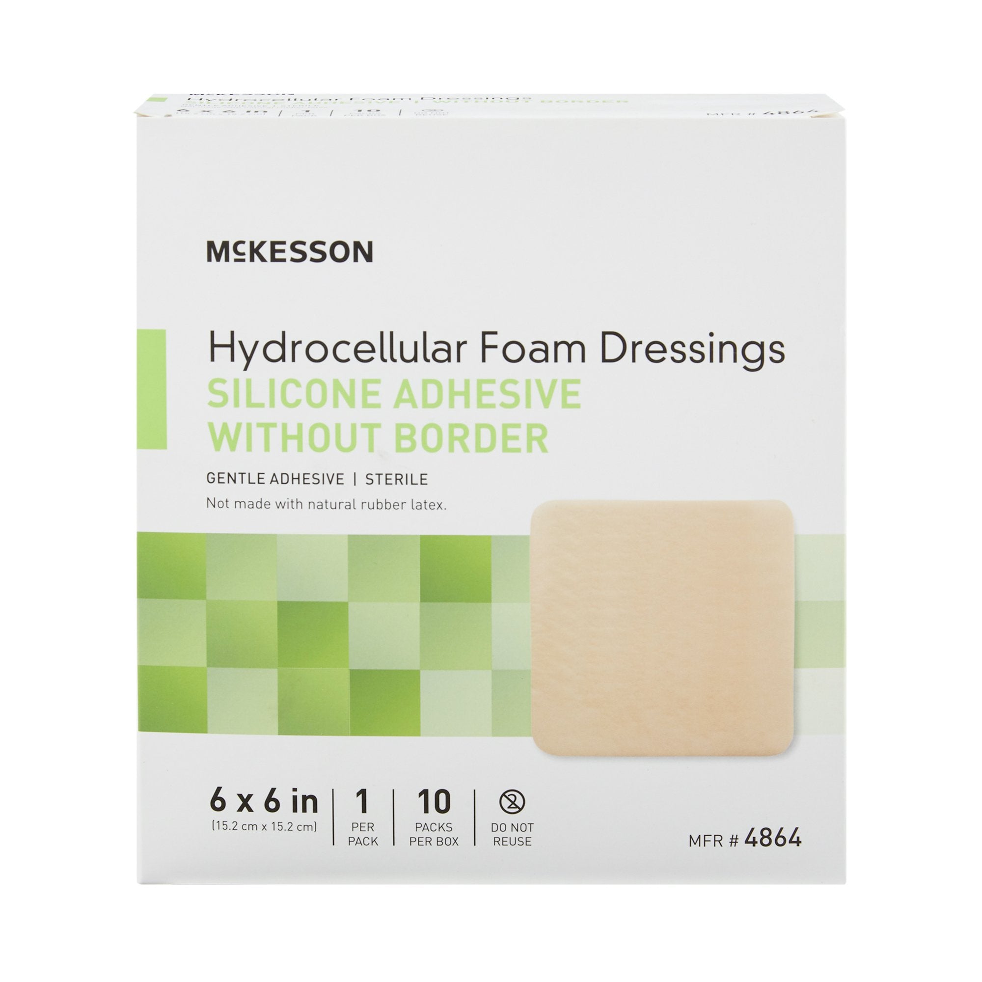 McKesson Silicone Gel Adhesive without Border Silicone Foam Dressing, 6 x 6 Inch-Foam Dressing McKesson 6 X 6 Inch Without Border Film Backing Silicone Gel Adhesive Square Sterile