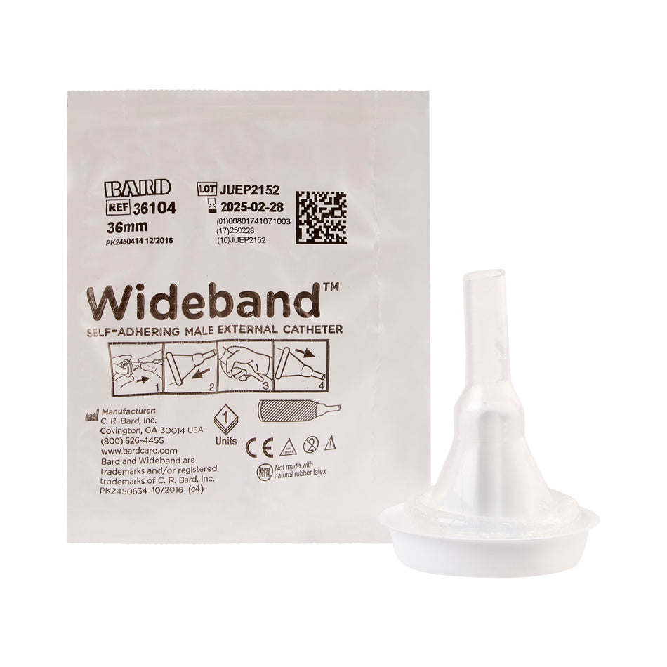 Bard Wide Band Male External Catheter, Large-Male External Catheter Wide Band Self-Adhesive Band Silicone Large
