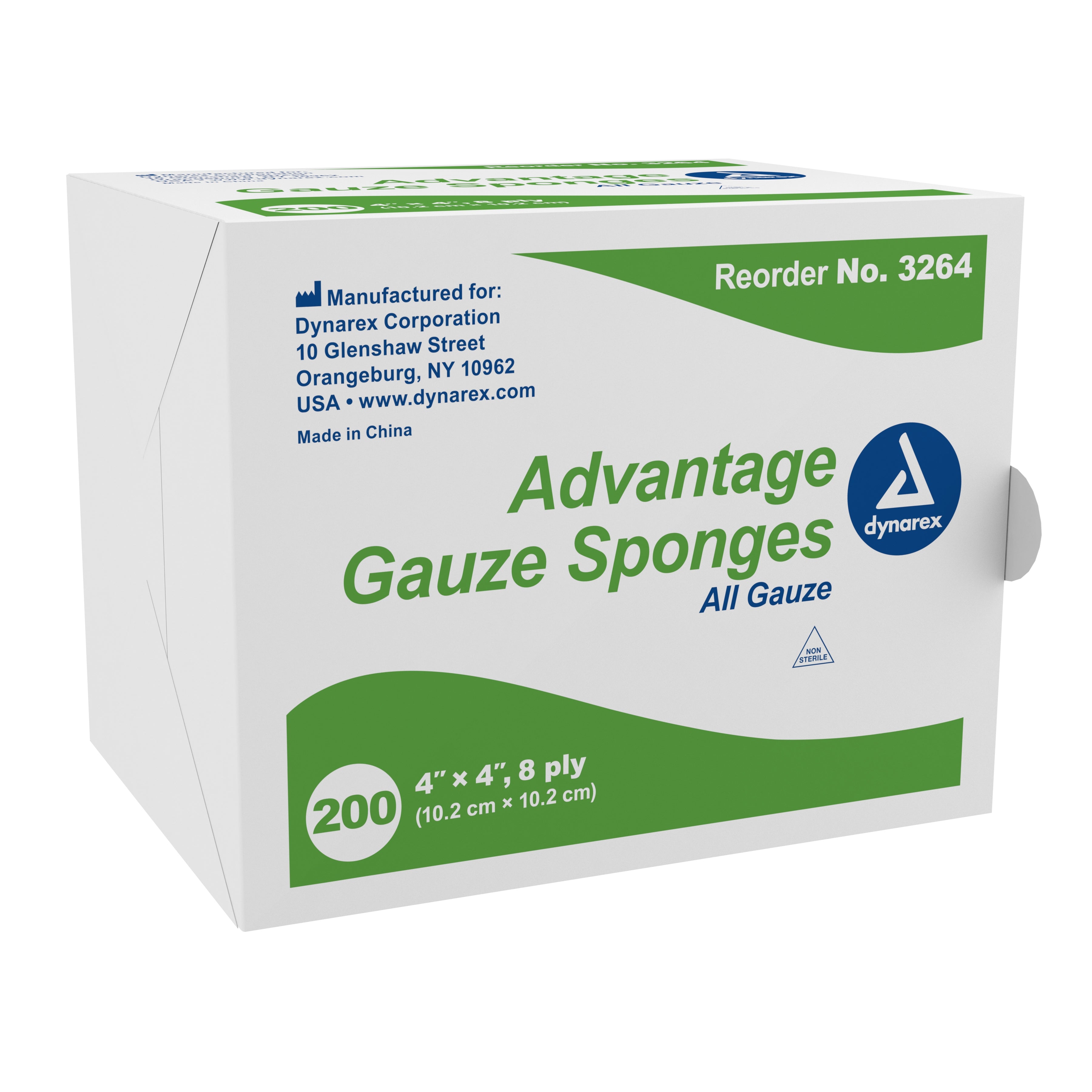Advantage Gauze Sponge, 4 x 4 Inch, 8-Ply-Gauze Sponge Advantage 4 X 4 Inch 8-Ply NonSterile 200 per Pack