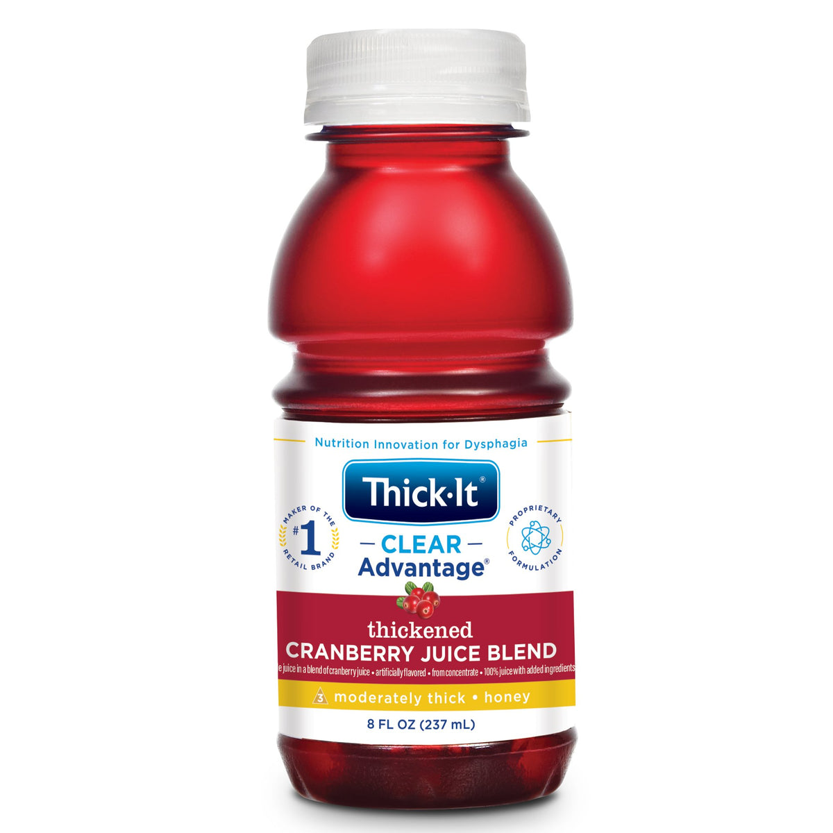 Thick-It Clear Advantage Honey Consistency Cranberry Thickened Beverage, 8 oz. Bottle-Thickened Beverage Thick-It Clear Advantage 8 oz. Bottle Cranberry Flavor Liquid IDDSI Level 3 Moderately Thick/Liquidized