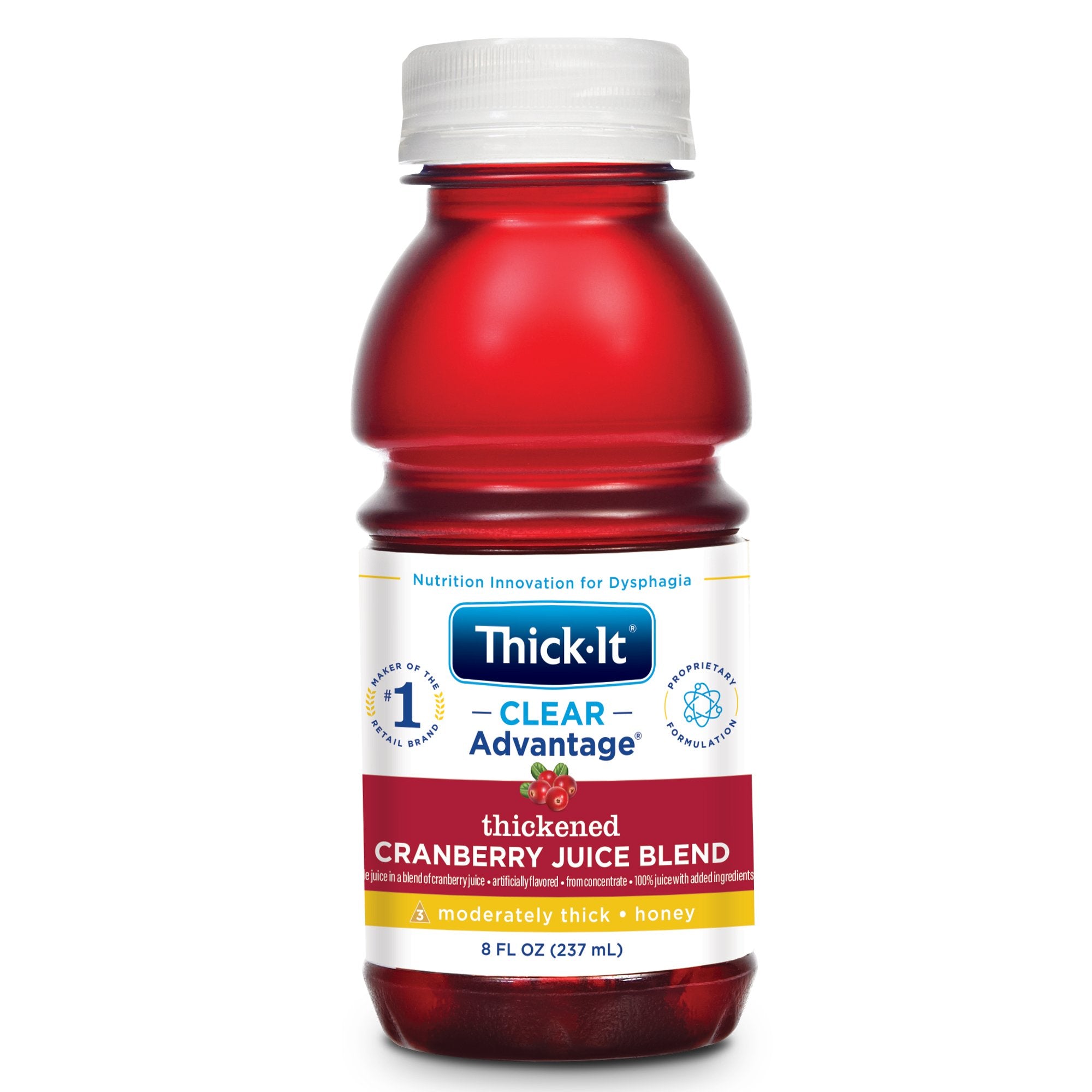Thick-It Clear Advantage Honey Consistency Cranberry Thickened Beverage, 8 oz. Bottle-Thickened Beverage Thick-It Clear Advantage 8 oz. Bottle Cranberry Flavor Liquid IDDSI Level 3 Moderately Thick/Liquidized