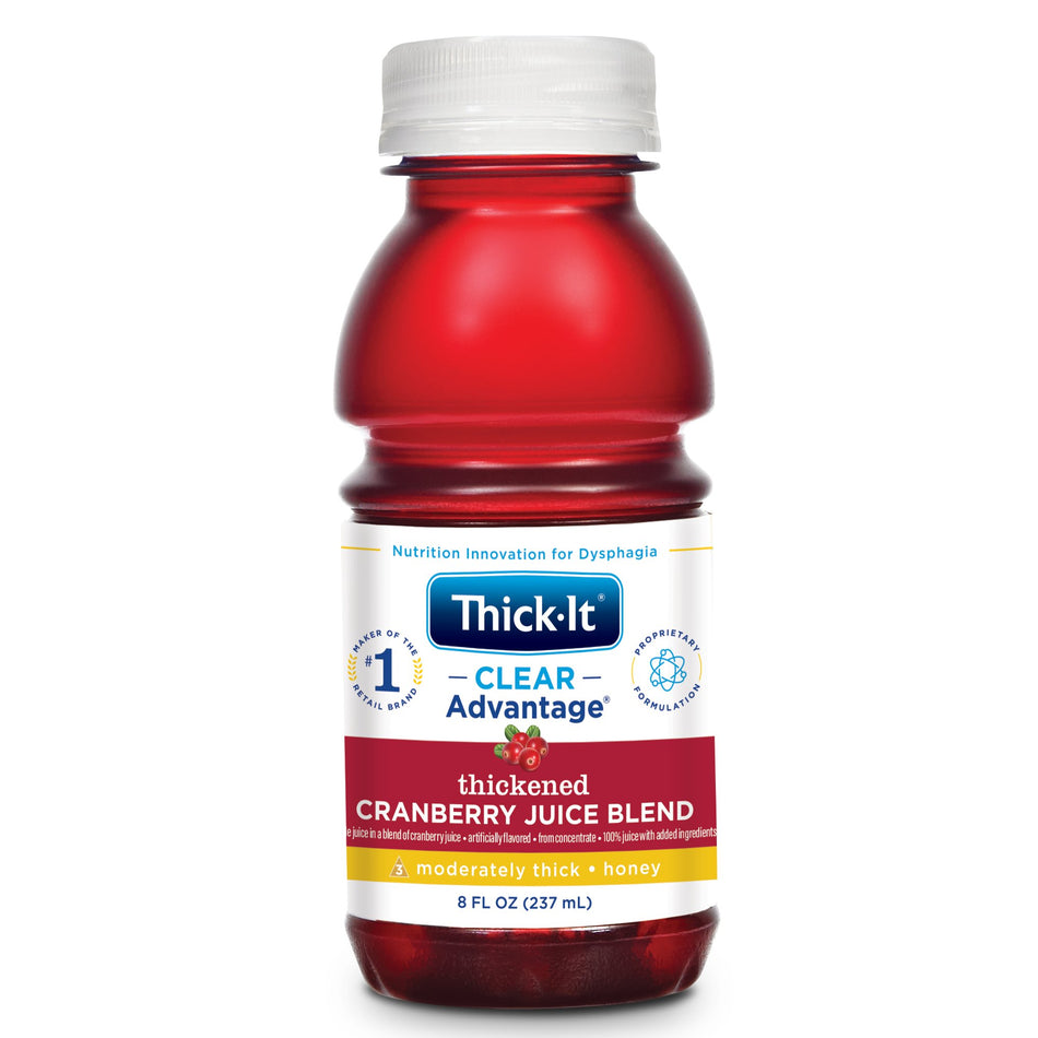 Thick-It Clear Advantage Honey Consistency Cranberry Thickened Beverage, 8 oz. Bottle-Thickened Beverage Thick-It Clear Advantage 8 oz. Bottle Cranberry Flavor Liquid IDDSI Level 3 Moderately Thick/Liquidized