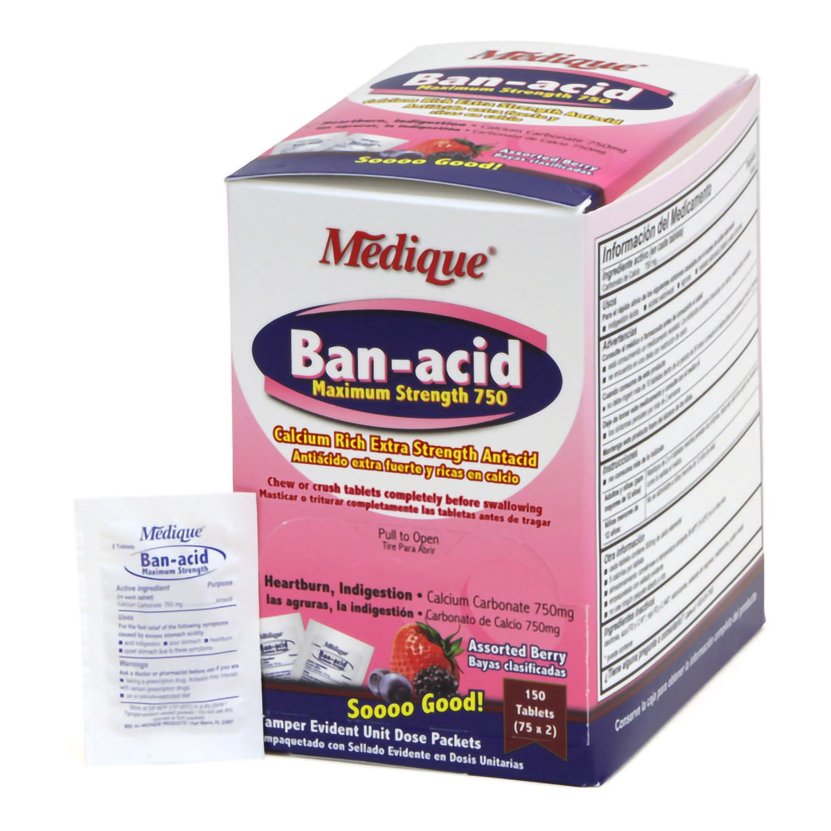 Ban-Acid Calcium Carbonate Antacid-Antacid Ban-Acid 750 mg Strength Chewable Tablet 150 per Box