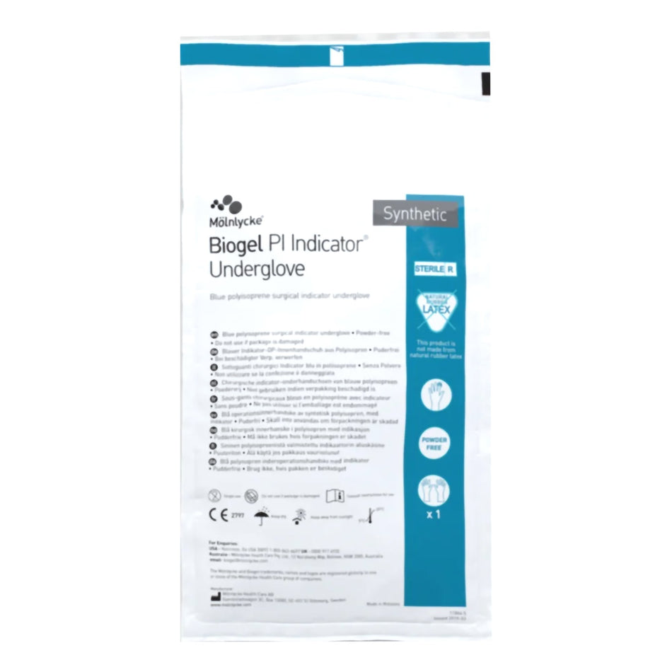 Biogel PI Indicator Underglove Polyisoprene Surgical Underglove, Size 6.5, Blue-Surgical Underglove Biogel PI Indicator Underglove Size 6.5 Sterile Polyisoprene Standard Cuff Length Smooth Blue Chemo Tested
