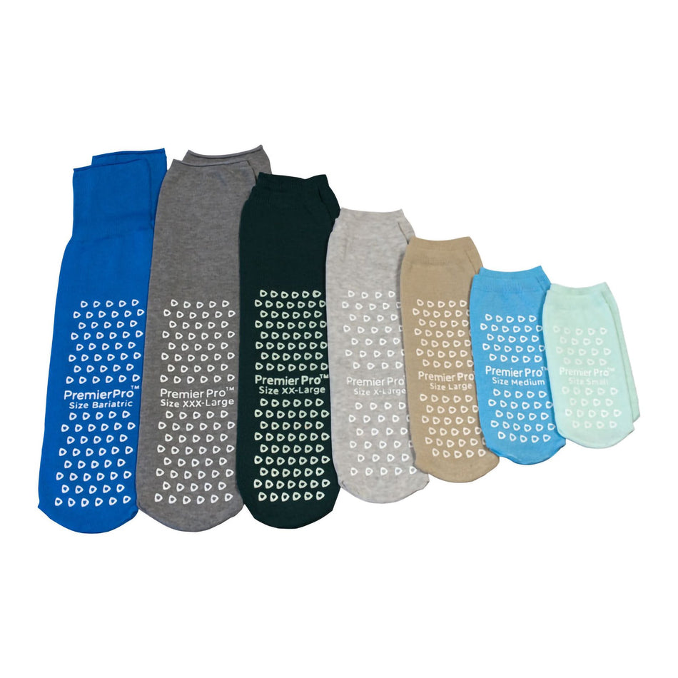 Slipper Socks PremierPro™ Unisex Adult X-Large Double Tread Single Patient Use Gray