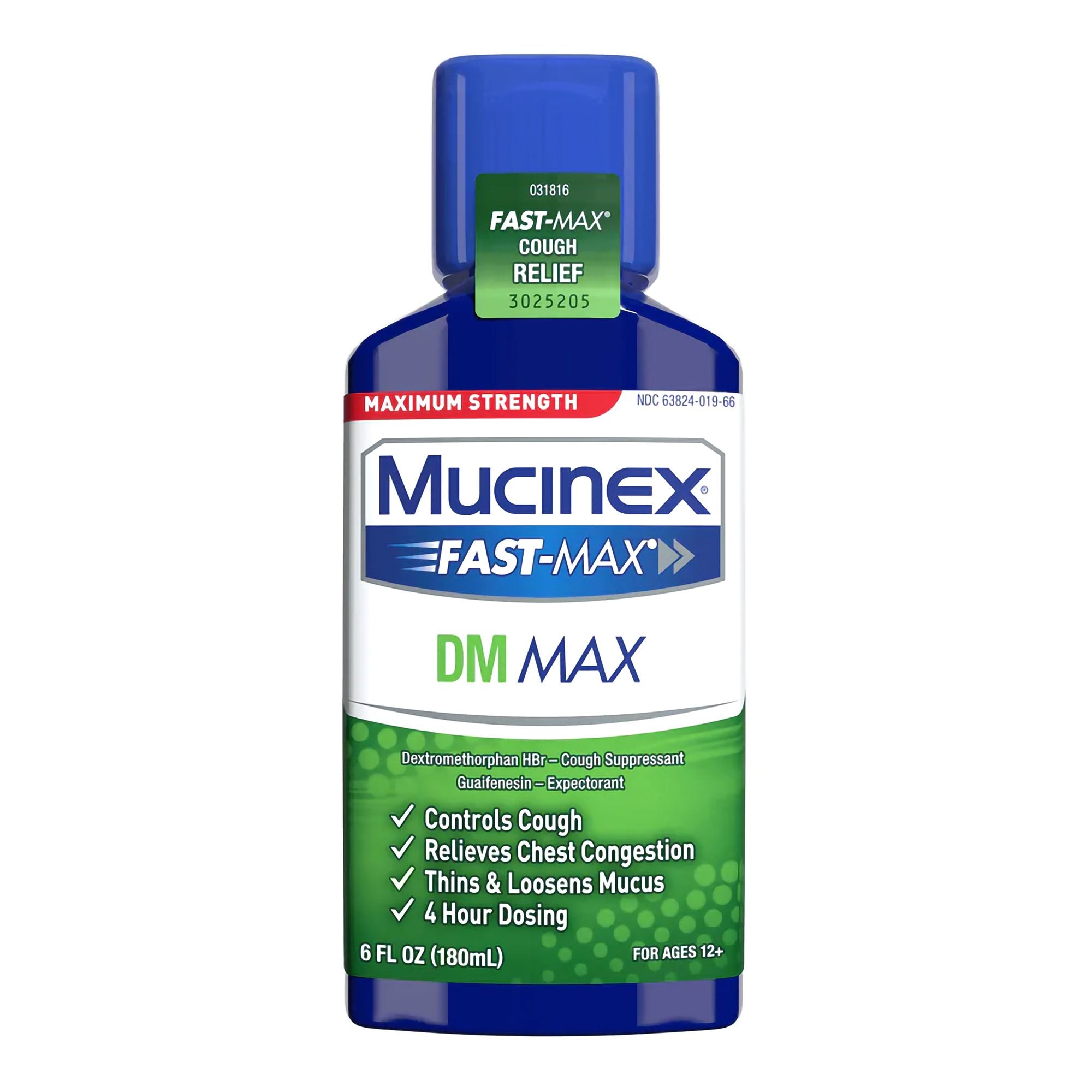 Mucinex Fast-Max DM Max Guaifenesin / Dextromethorphan Cold and Cough Relief-Cold and Cough Relief Mucinex Fast-Max DM Max 400 mg - 20 mg / 20 mL Strength Liquid 6 oz.