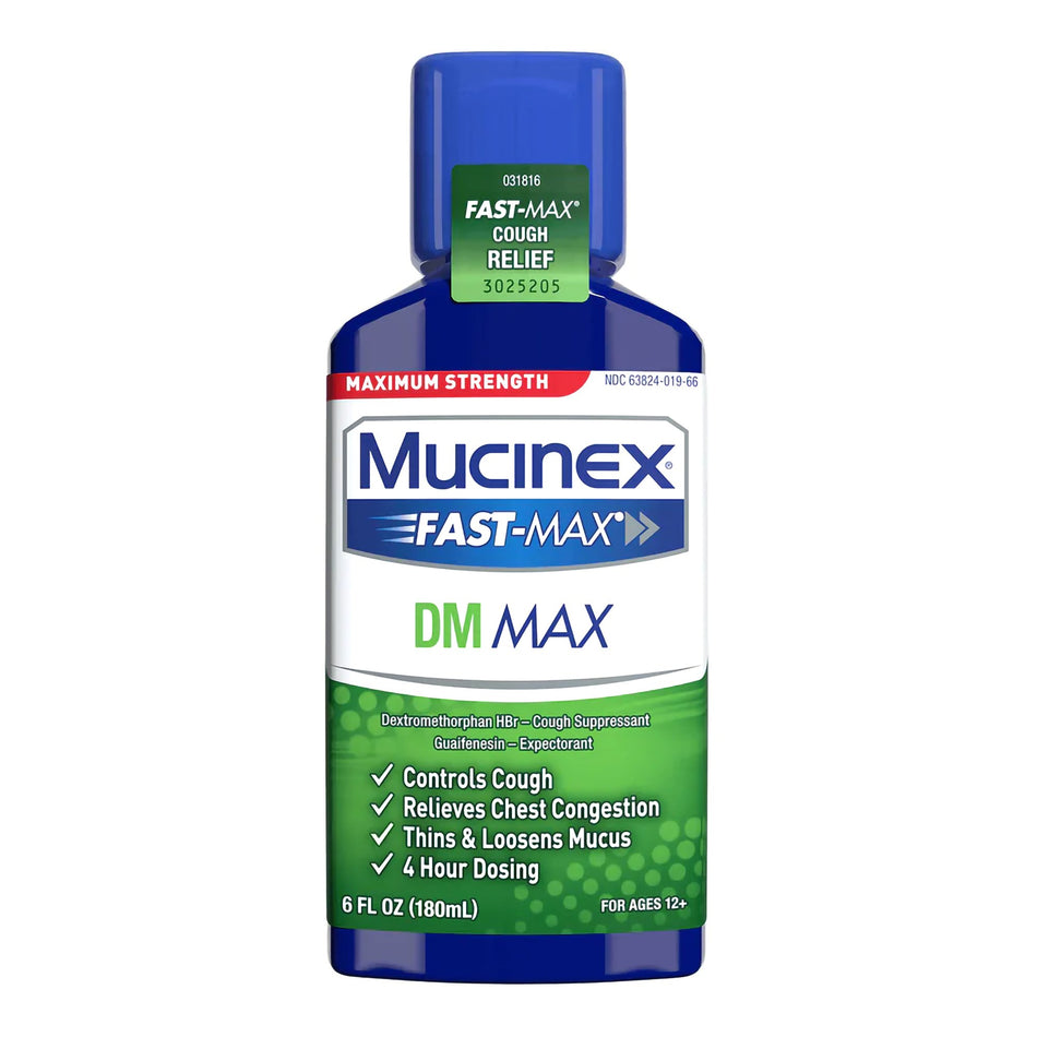 Mucinex Fast-Max DM Max Guaifenesin / Dextromethorphan Cold and Cough Relief-Cold and Cough Relief Mucinex Fast-Max DM Max 400 mg - 20 mg / 20 mL Strength Liquid 6 oz.