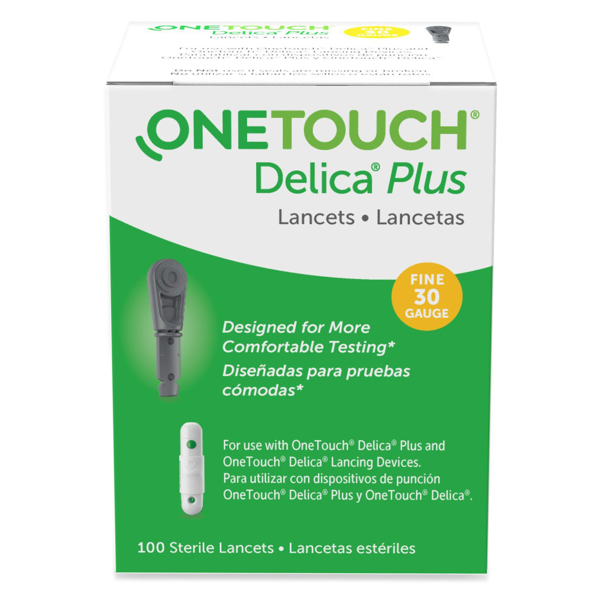 OneTouch Delica Plus Lancets, 30 Gauge-Lancet for Lancing Device OneTouch 30 Gauge Non-Safety Twist Off Cap Finger
