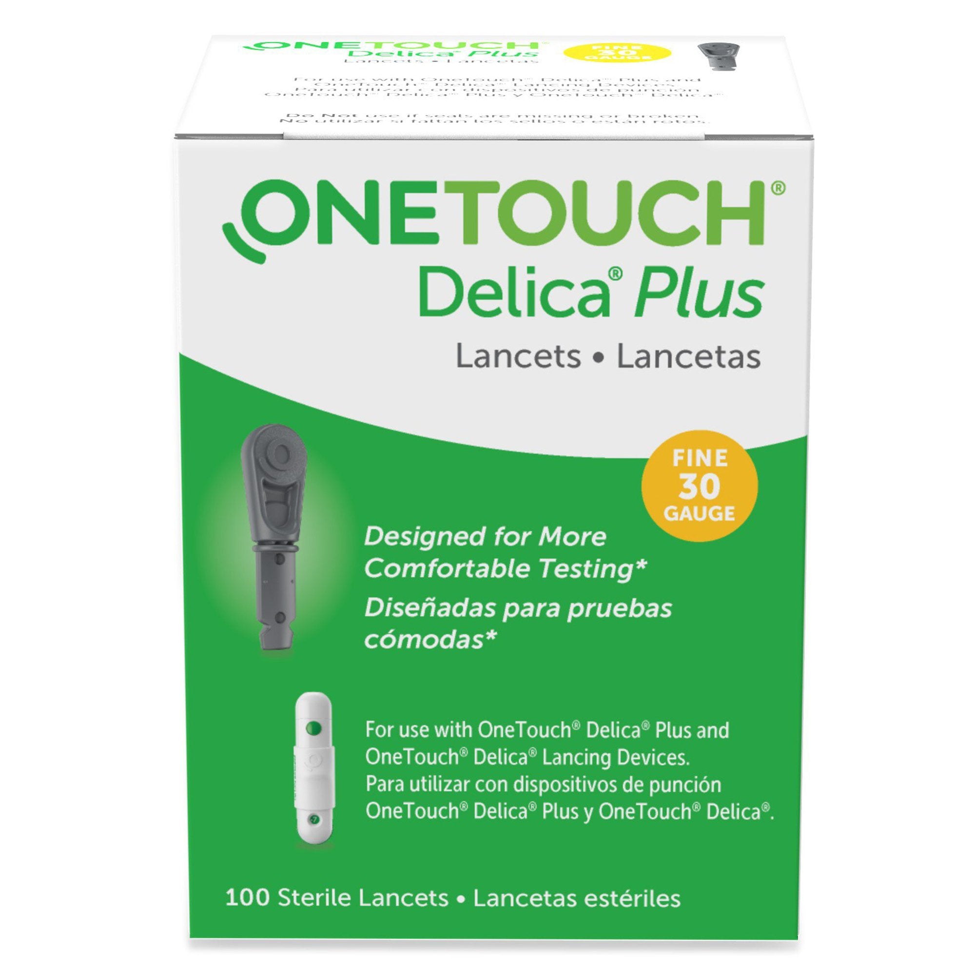 OneTouch Delica Plus Lancets, 30 Gauge-Lancet for Lancing Device OneTouch 30 Gauge Non-Safety Twist Off Cap Finger