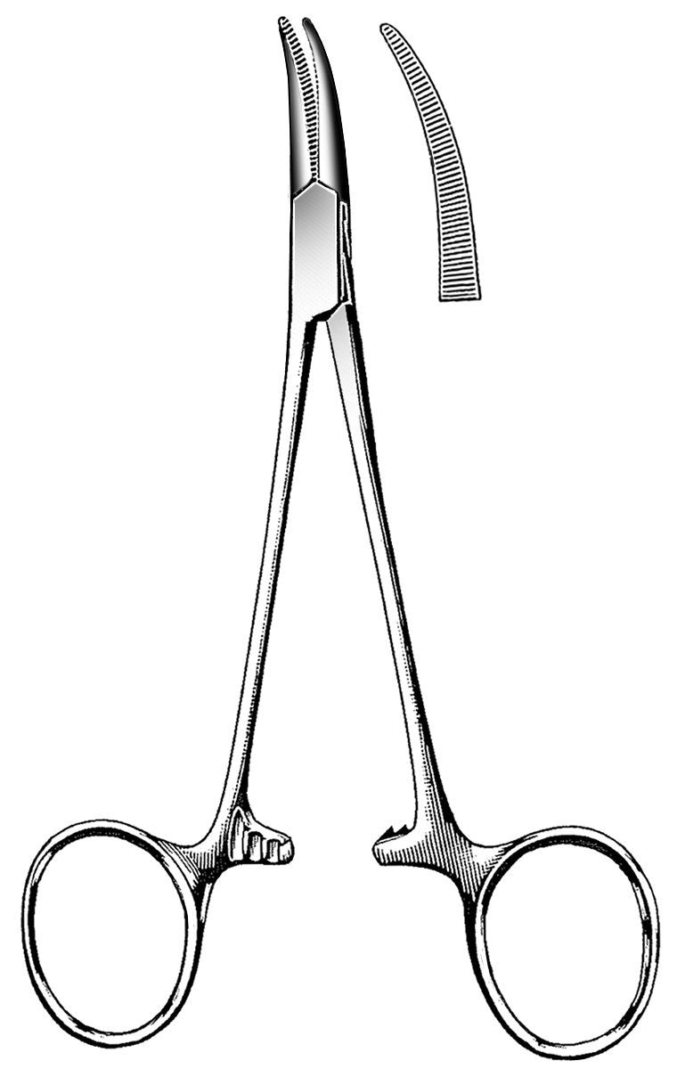 Hemostatic Forceps Halsted-Mosquito 5 Inch Length Stainless Steel Locking Finger Ring Handle Curved