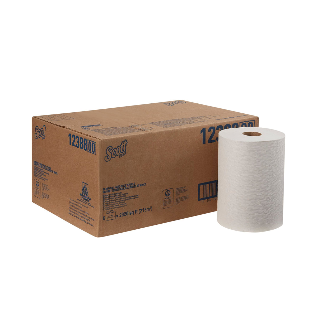 Scott Control Slimroll White Paper Towel, 8 Inch x 580 Foot, 6 Rolls per Case-Paper Towel Scott Slimroll Roll 8 Inch X 580 Foot