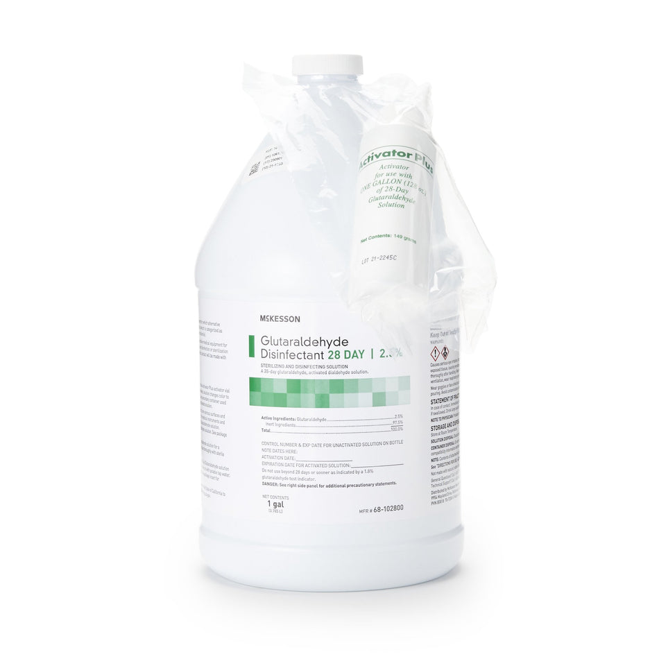 Glutaraldehyde High-Level Disinfectant McKesson 28 Day Activation Required Liquid 1 gal. Jug Reusable
