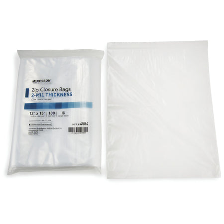 McKesson Zip Closure Bag, 12 X 15 Inches-Reclosable Bag McKesson 12 X 15 Inch Polyethylene Clear Zipper Closure