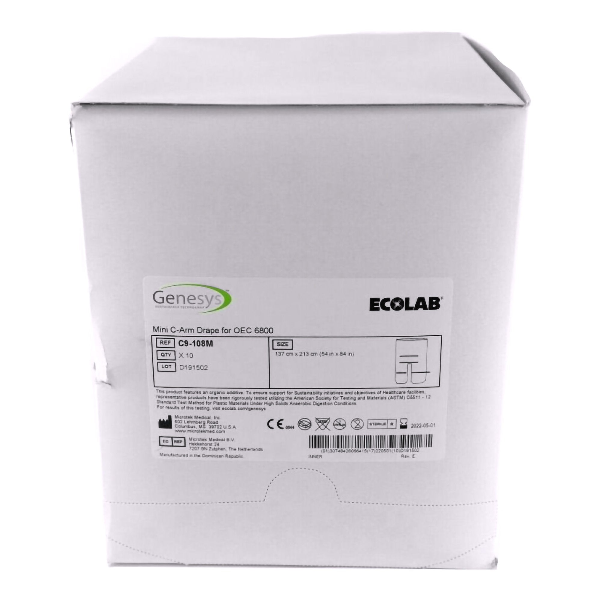 Genesys™/Ecolab® Mini C-Arm Drape for GE OEC 6800, 54 x 84 Inch - Textiles>Equipment Drapes and Covers - Medline