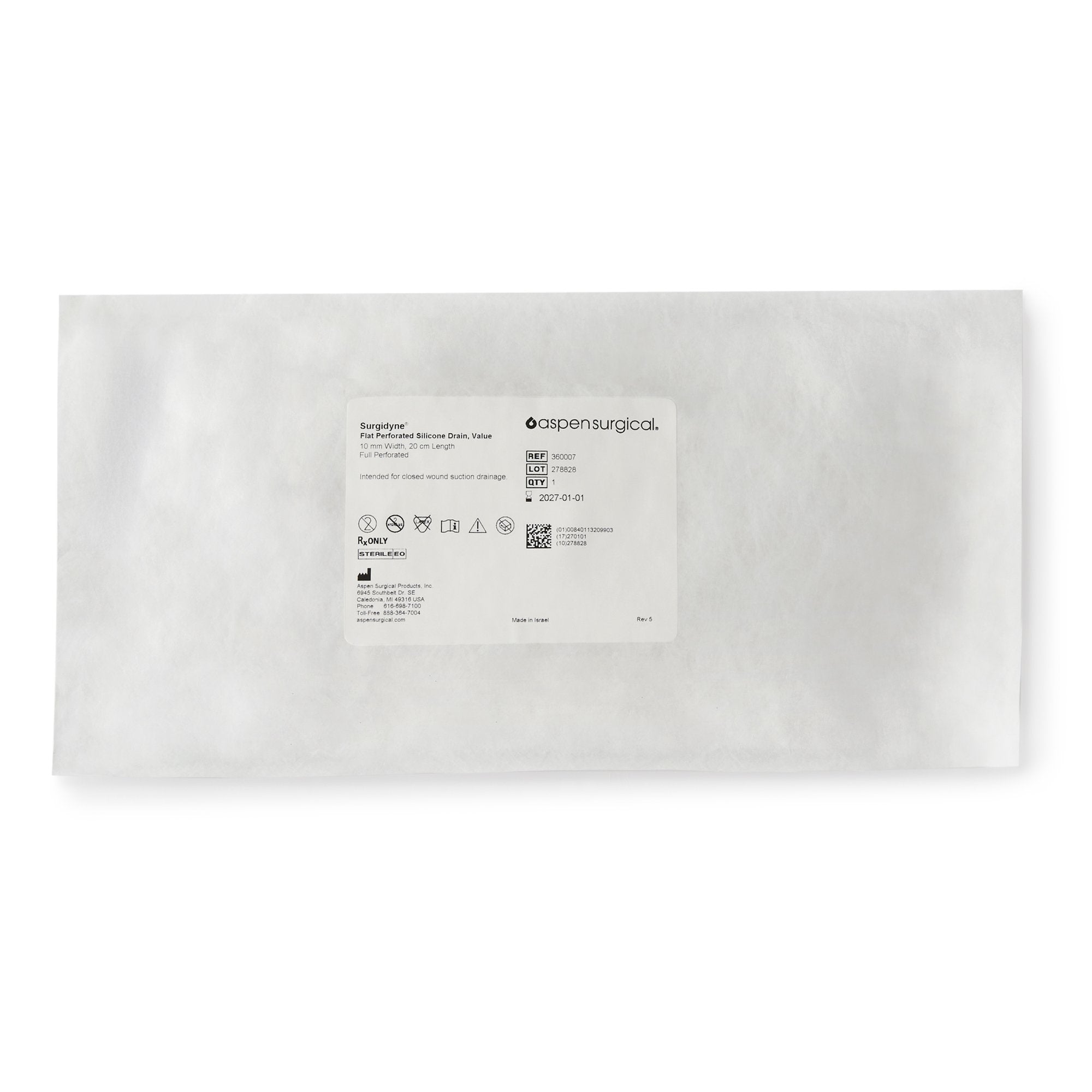 McKesson Wound Drain Tube, 10 Fr., 20-centimeter Length-Wound Drain Tube McKesson Brand Silicone 10 Fr. Size Sterile