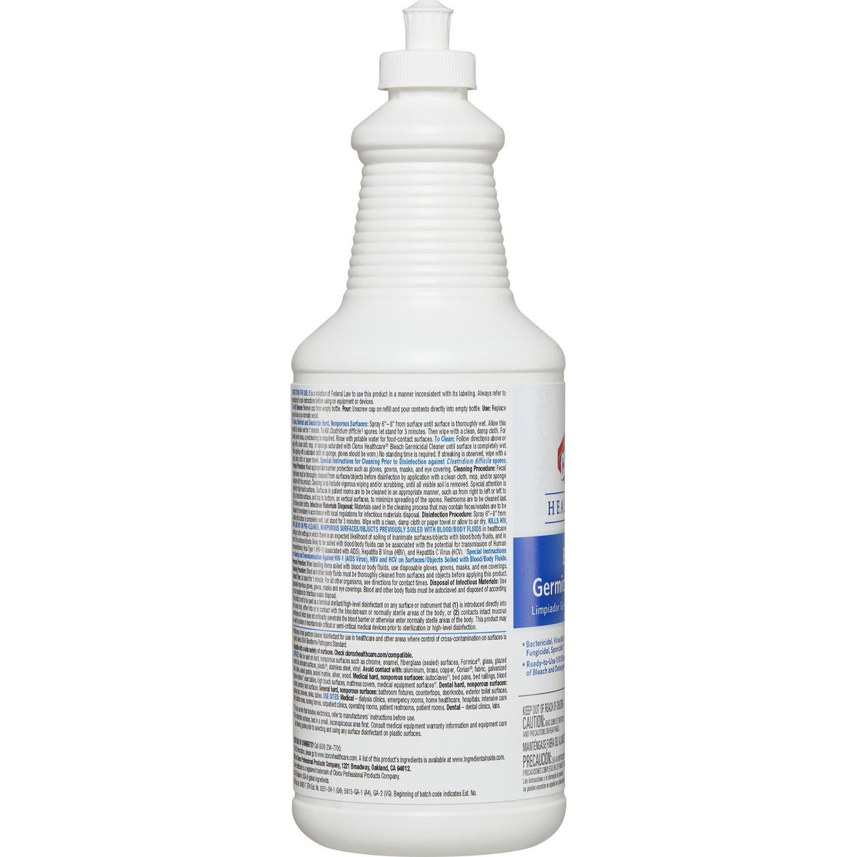 Clorox Healthcare Bleach Germicidal Cleaner, Bottle, 32 oz.-Clorox Healthcare Bleach Germicidal Surface Disinfectant Cleaner Manual Squeeze Liquid 32 oz. Bottle Fruity Floral Bleach Scent NonSterile