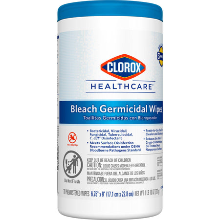 Clorox Healthcare® Bleach Germicidal Wipes, Canister, 70 ct. - Housekeeping>Cleaners and Disinfectants - The Clorox Company