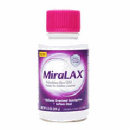 MiraLAX Polyethylene Glycol 3350 Laxative-Laxative MiraLAX Powder 8.3 oz. 17 Gram Strength Polyethylene Glycol 3350