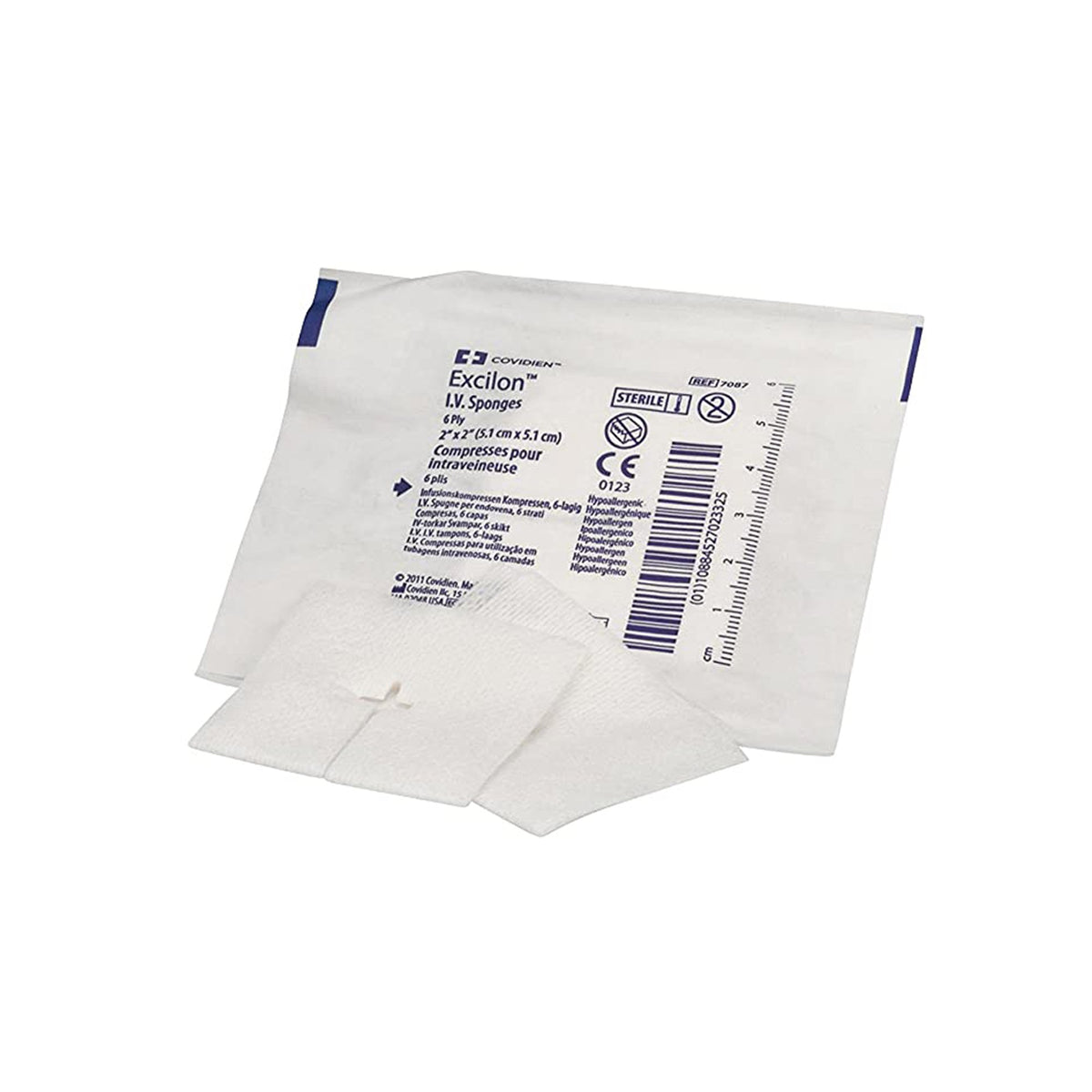 Excilon I.V. / Drain Split Dressing, 2 x 2 inch, 6-Ply-I.V. Sponge Excilon Nonwoven 2 X 2 Inch Sterile