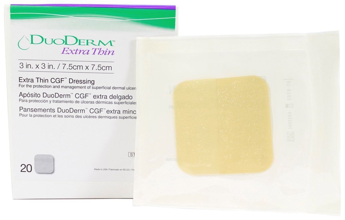 DuoDerm Extra Thin Hydrocolloid Dressing, 6 x 7 Inch Triangle-Thin Hydrocolloid Dressing DuoDERM Extra Thin CGF Film Backing 6 X 7 Inch Triangle Hydrocolloid / Film