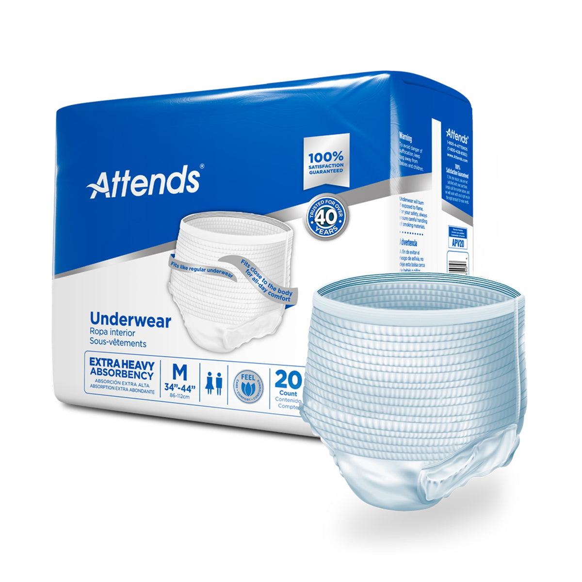 Attends® Care Moderate Absorbent Underwear, Regular - Incontinence>Adult Briefs and Protective Undergarments - Attends Hea...
