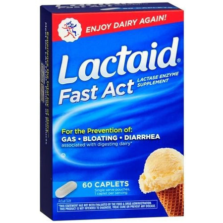 Lactaid Fast Act Lactase Enzyme Dietary Supplement-"Dietary Supplement Lactaid Fast Act Lactase Enzyme 9,000 FCC Units Strength Tablet 60 per Box"