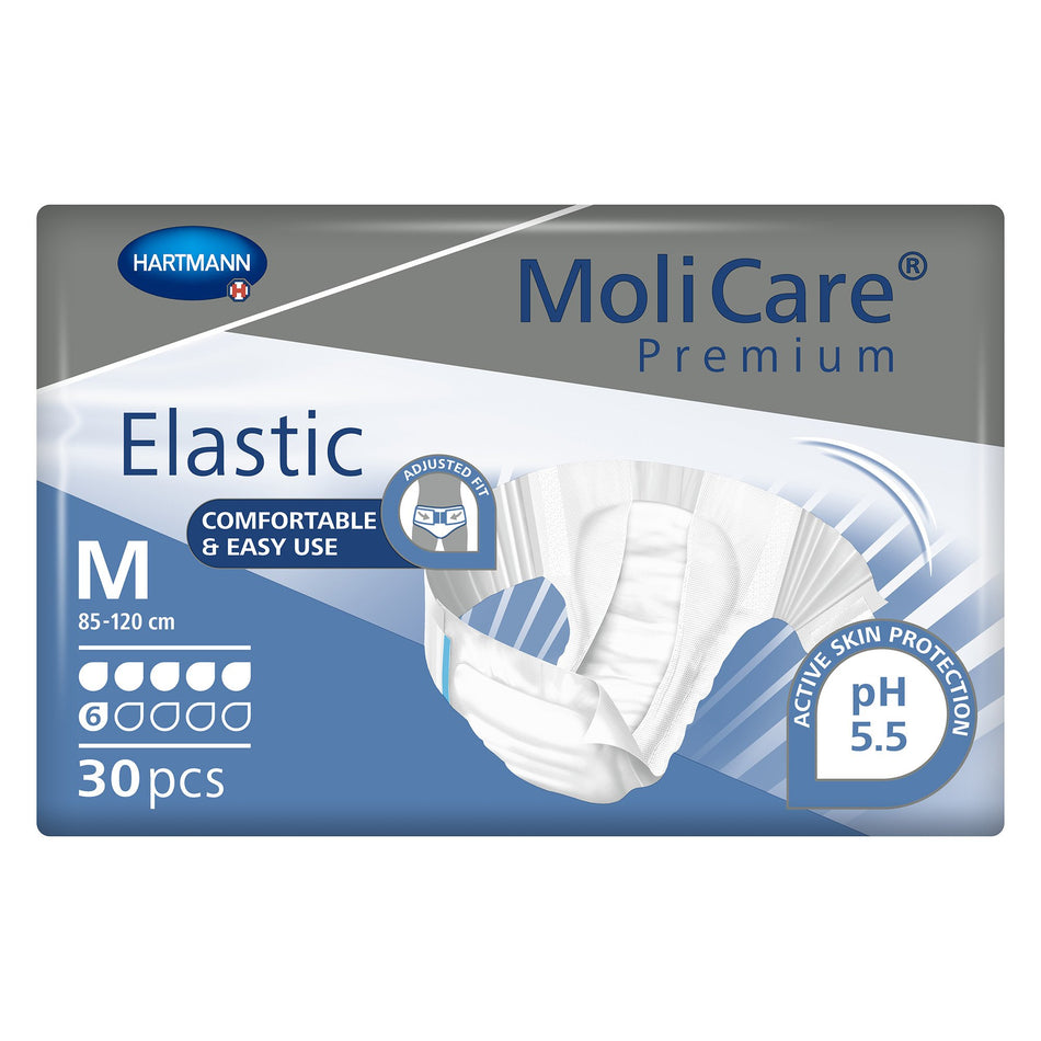 MoliCare Premium Elastic 6 Drop Absorbency Incontinence Briefs, Medium-Unisex Adult Incontinence Brief MoliCare Premium Elastic 6D Medium Disposable Moderate Absorbency
