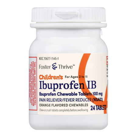 Foster & Thrive Children's Ibuprofen IB Chewable Tablets 100 mg Orange-Children's Pain Relief Foster & Thrive 100 mg Strength Ibuprofen Tablet 24 per Bottle