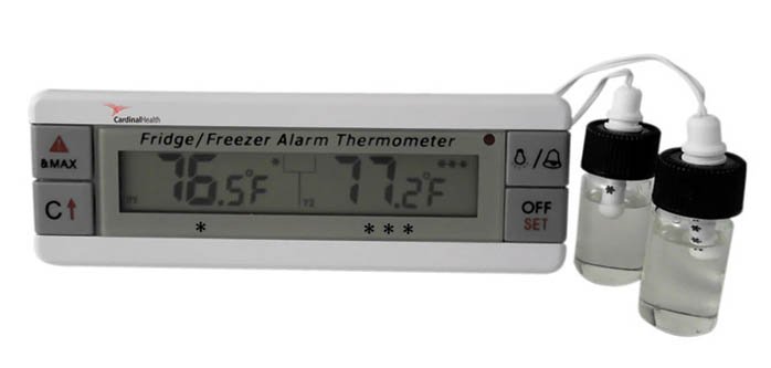 Digital Refrigerator / Freezer Thermometer with Alarm Cardinal Health™ Fahrenheit / Celsius -40° to +158°F (-40° to +70°C)...