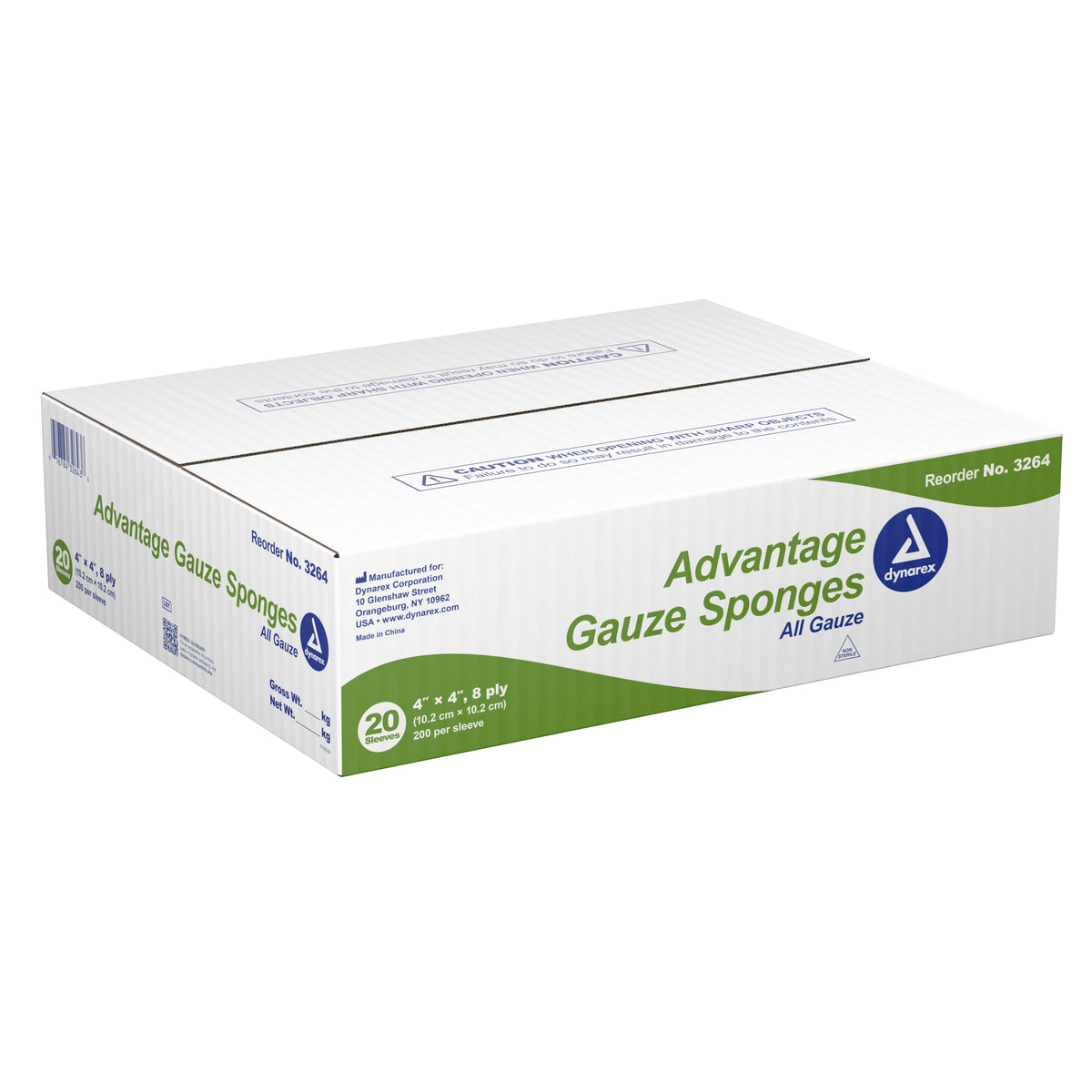 Advantage Gauze Sponge, 4 x 4 Inch, 8-Ply-Gauze Sponge Advantage 4 X 4 Inch 8-Ply NonSterile 200 per Pack