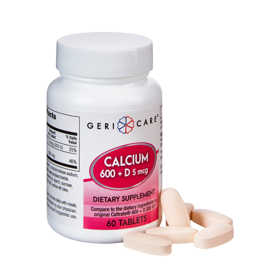 Geri-Care Vitamin D-3 / Calcium Carbonate Joint Health Supplement-Joint Health Supplement Geri-Care Vitamin D3 / Calcium Carbonate 200 IU - 600 mg Strength Tablet 60 per Bottle