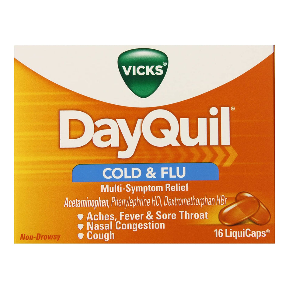 Vicks DayQuil Cold & Flu Multi-Symptom Relief LiquiCaps-Cold and Cough Relief Vicks 325 mg - 10 mg - 5 mg Strength Gelcap 16 per Box