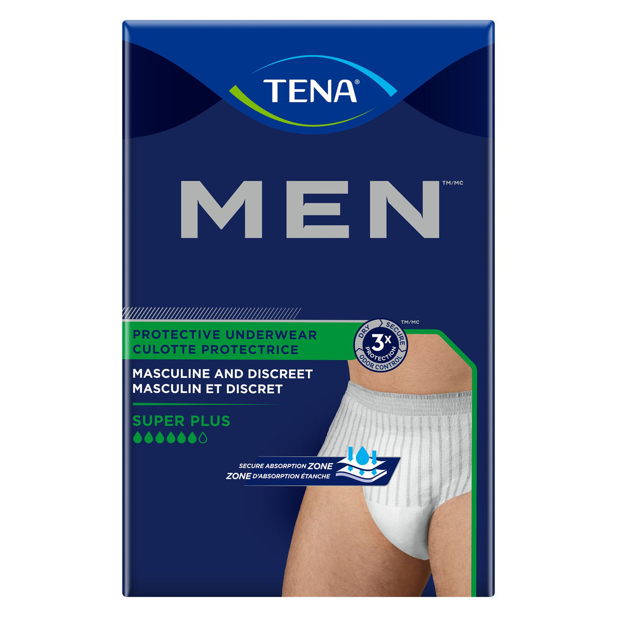 Tena Men Super Plus Protective Underwear, Large/X-Large-Male Adult Absorbent Underwear TENA MEN Super Plus Pull On with Tear Away Seams Large / X-Large Disposable Heavy Absorbency