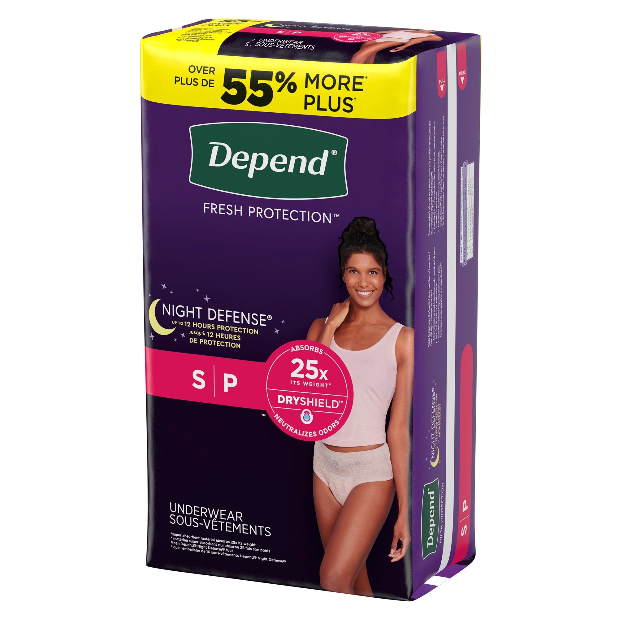 Depend Night Defense Women's Absorbent Underwear, Small-Female Adult Absorbent Underwear Depend Night Defense Waistband Style Small Disposable Heavy Absorbency
