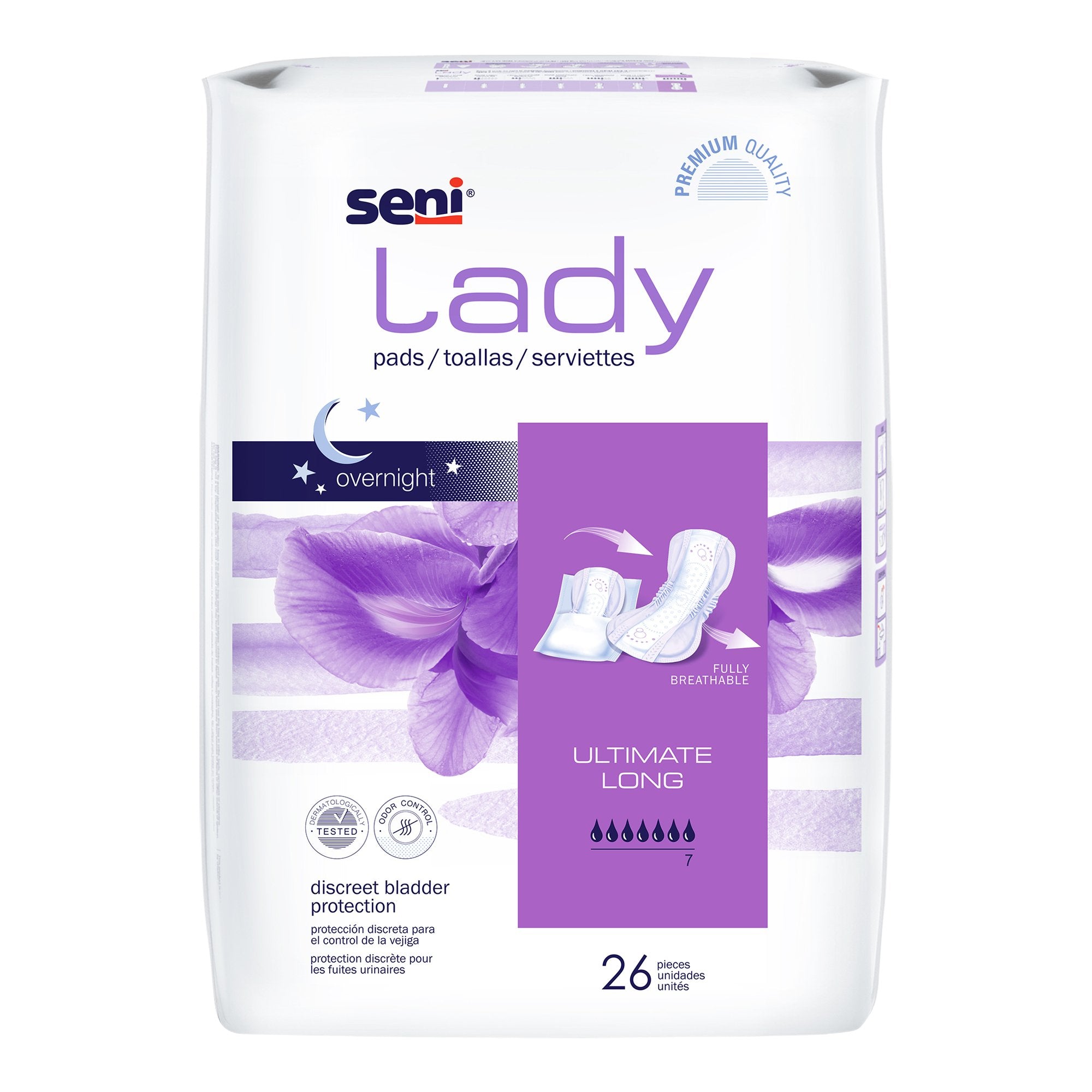 Seni Lady Ultimate Absorbency Bladder Control Pads, Long-Bladder Control Pad Seni Lady Ultimate 16-1/2 Inch Length Heavy Absorbency Super Absorbent Core One Size Fits Most