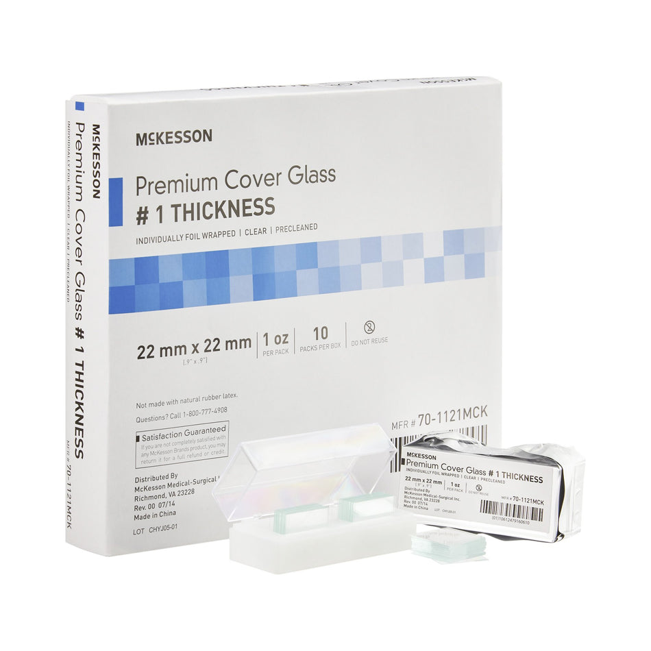 McKesson No. 1 Thickness Cover Glass, 22 x 22 mm-Cover Glass McKesson Square No. 1 Thickness 22 X 22 mm
