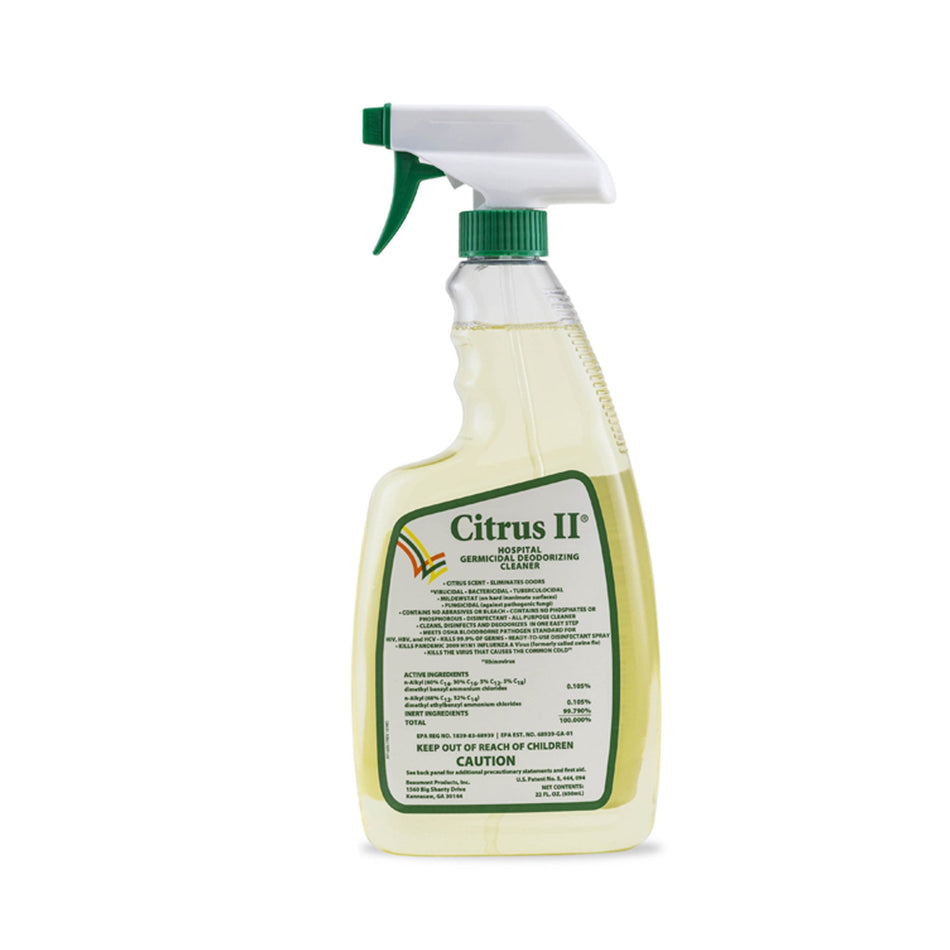 Citrus II Hospiral Germicidal Deodorizing Cleaner, 22 oz. Spray Bottle-Citrus II Surface Disinfectant Cleaner Germicidal Pump Spray Liquid 22 oz. Bottle Original Scent NonSterile