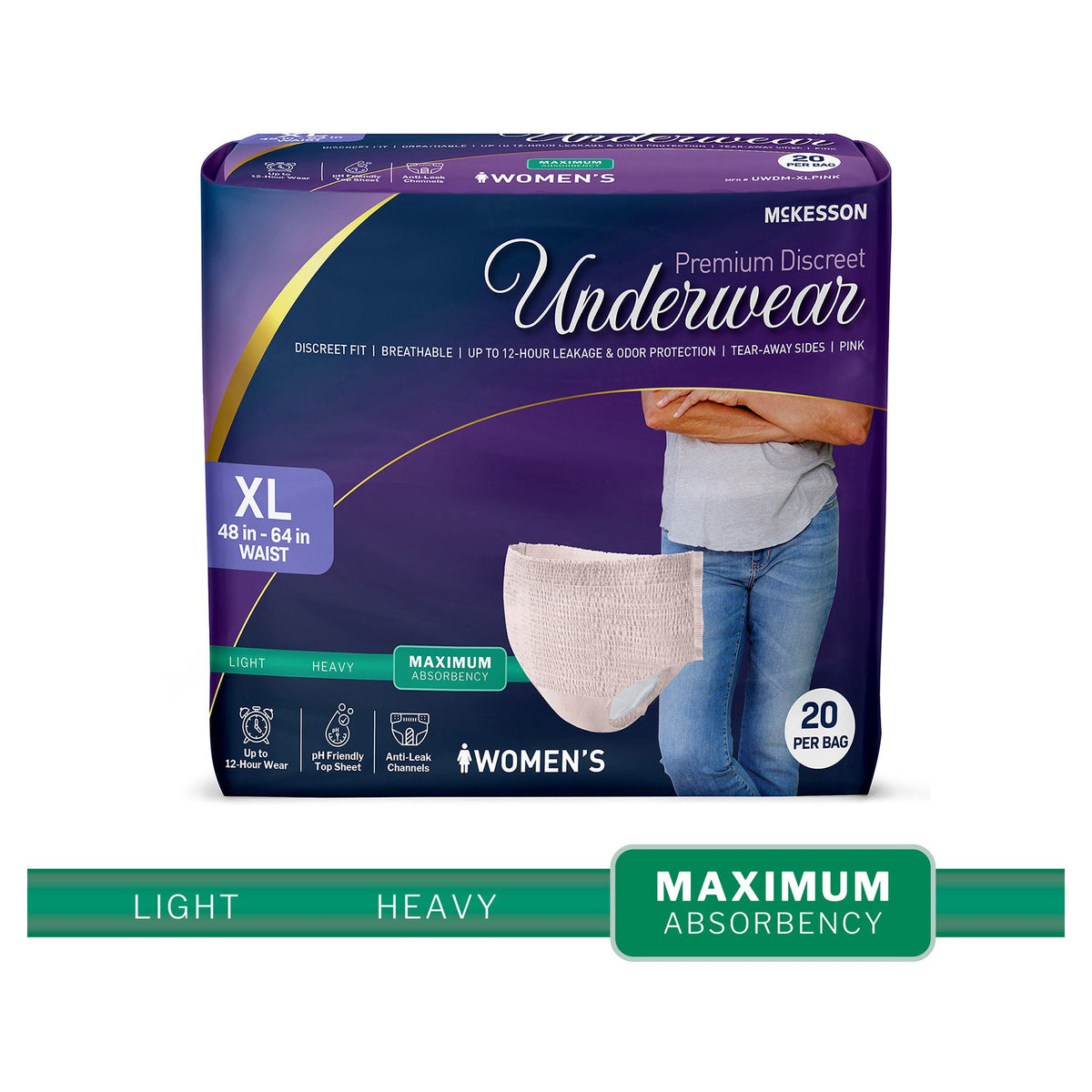 McKesson Premium Discreet Underwear for Women, Maximum Absorbency, Extra-Large - Incontinence>Adult Briefs and Protective...
