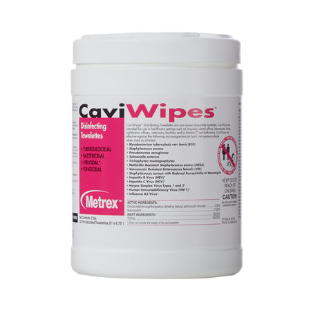 Metrex CaviWipes Surface Disinfectant Alcohol-Based Wipes, Non-Sterile, Disposable, Alcohol Scent, Canister, 6 X 6.75 Inch-CaviWipes Surface Disinfectant Premoistened Alcohol Based Manual Pull Wipe 220 Count Canister Alcohol Scent NonSterile